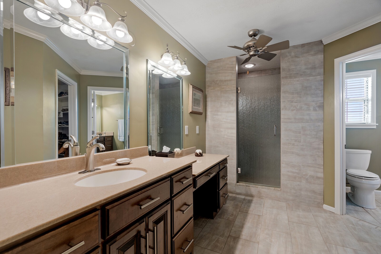 6028 State Line Road Springfield, TN 37172 - Photo 35 of 45 a bathroom with a granite countertop sink a toilet and a mirror
