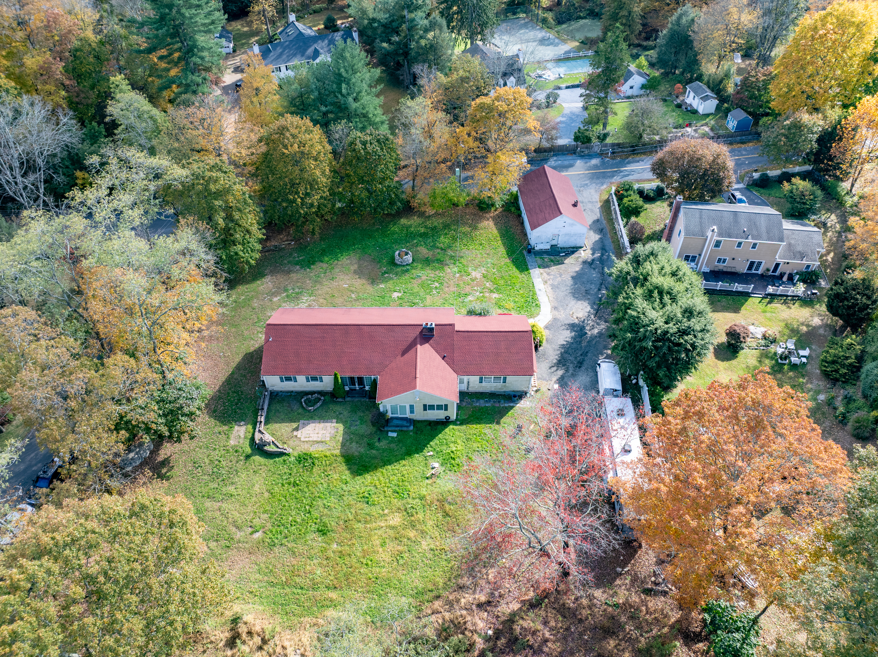 78 Trinity Pass Stamford, CT 06903 - Photo 16 of 20 an aerial view of house with yard and outdoor seating