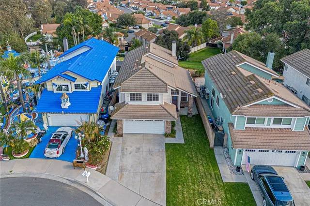 an aerial view of a house