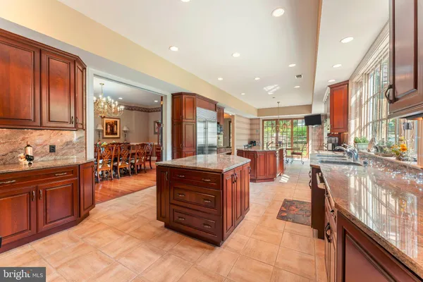 a kitchen with lots of counter top space