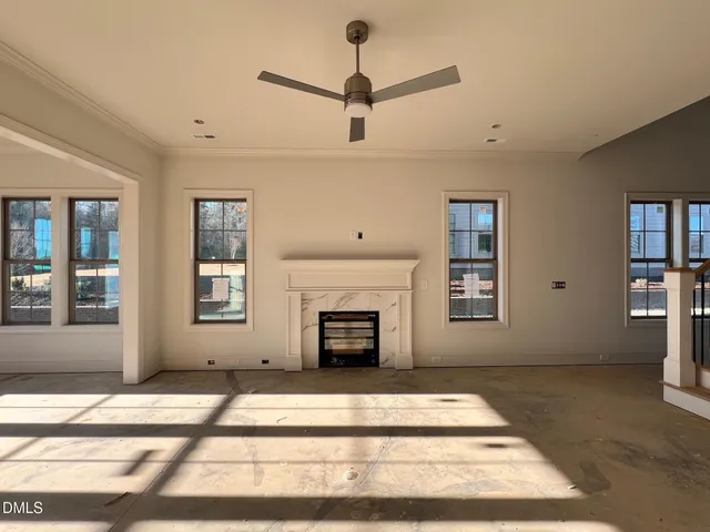 an empty room with windows