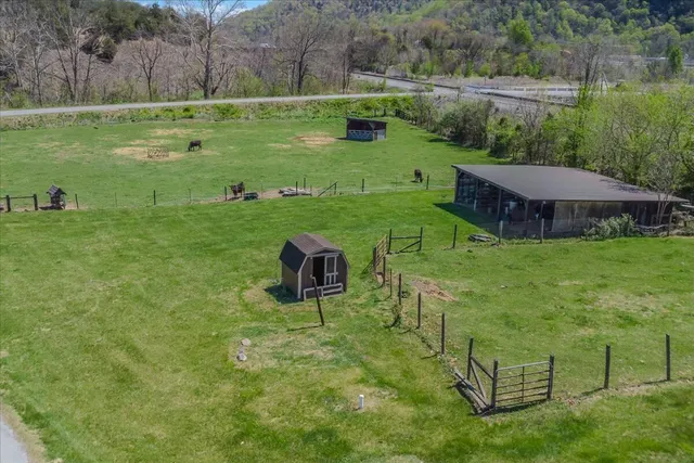 an aerial view of a houses