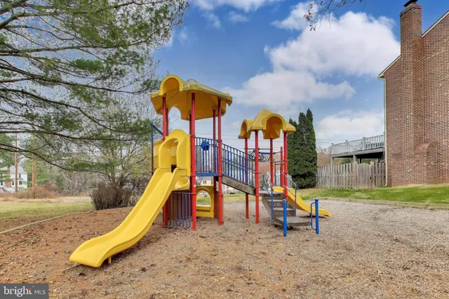 a view of a park with slide