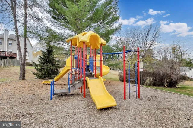 a view of a park with slide