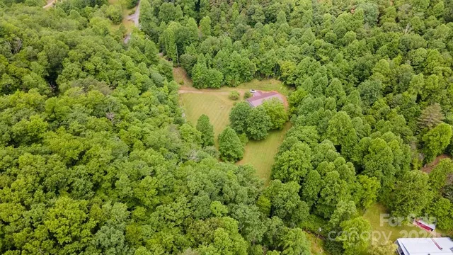 an aerial view of a residential houses with yard and green space