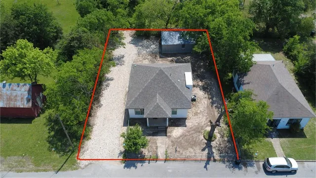 an aerial view of a house