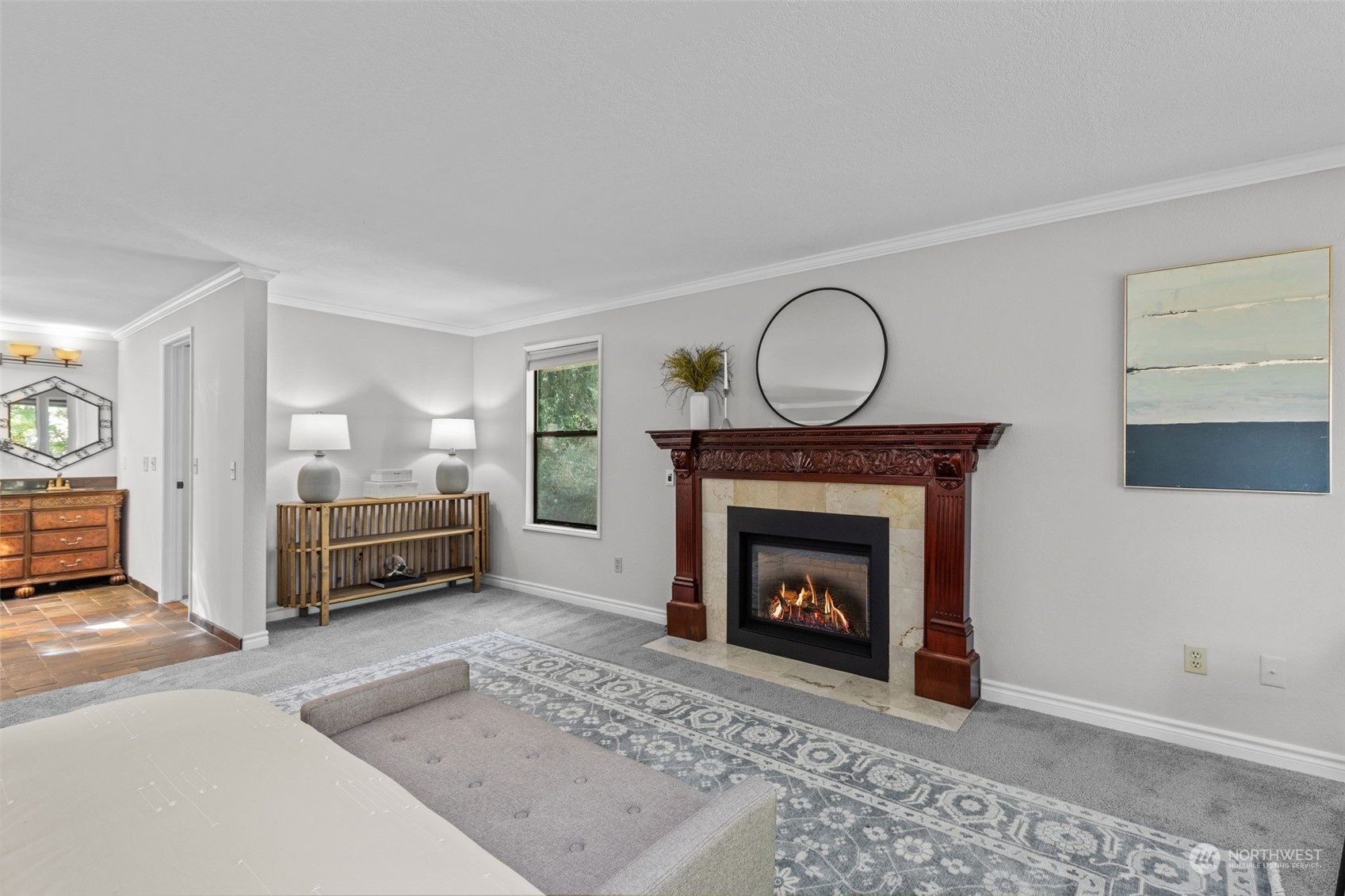 2330 243rd Place Southeast Bothell, WA 98021 - Photo 26 of 40 a living room with furniture and a fireplace