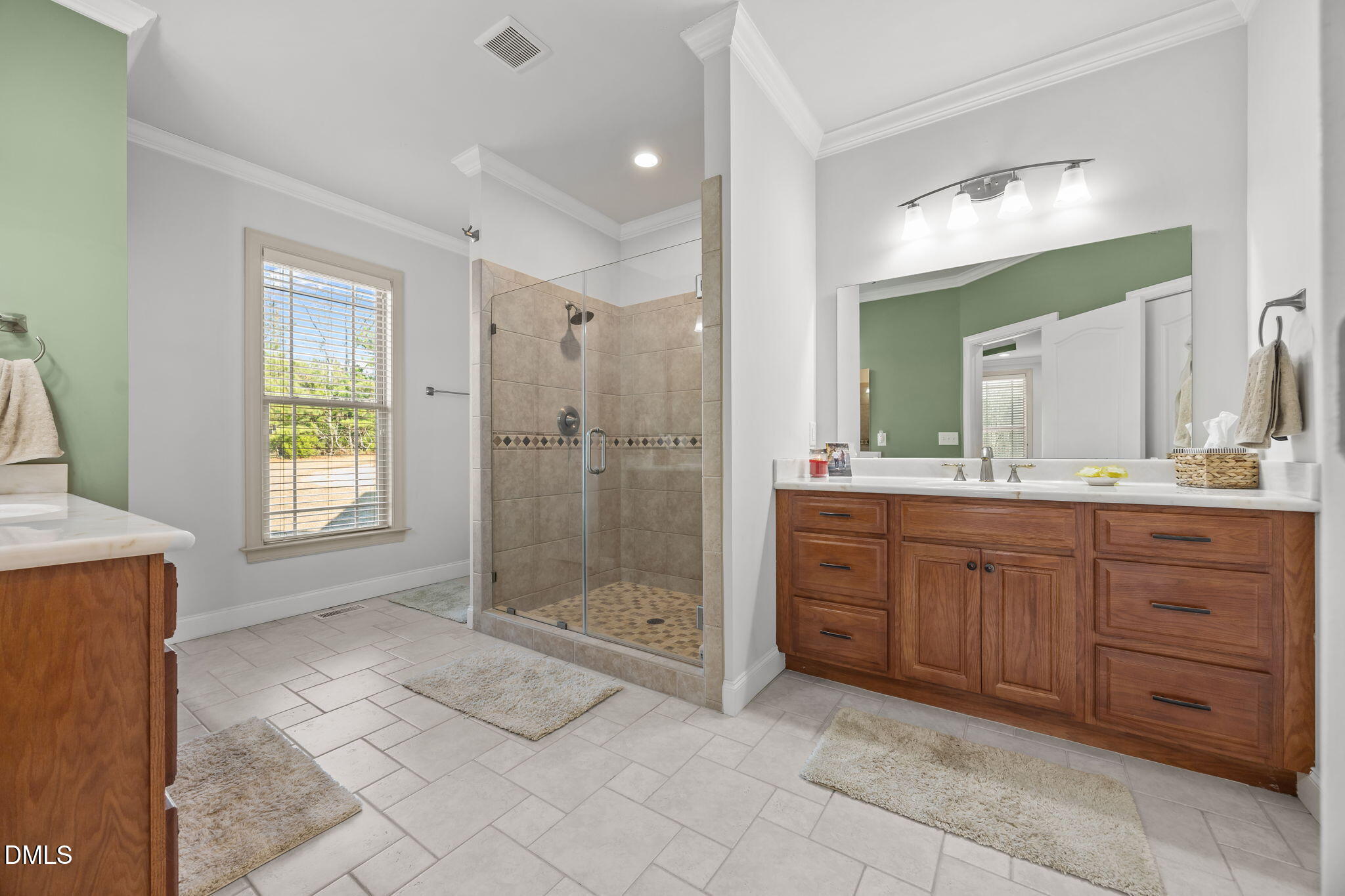 868 Julie McKnight Road Kittrell, NC 27544 - Photo 23 of 54 a bathroom with a granite countertop sink a mirror a shower and a bathtub