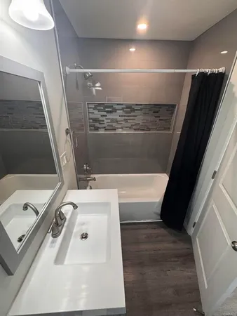 a bathroom with a tub