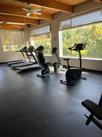 a view of a room with gym equipment