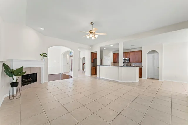 a view of a kitchen with furniture and a chandelier