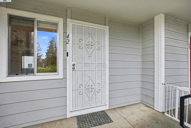 a view of a wooden door