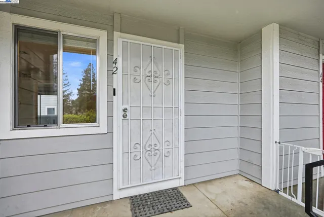 a view of a wooden door