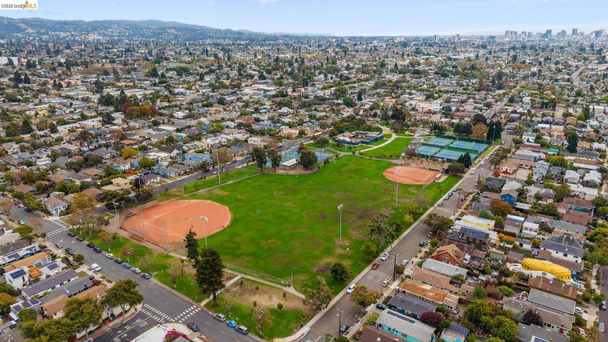 2709 Tenth Street, Unit D Berkeley, CA 94710 - Photo 26 of 29 Expansive green space featuring two baseball fields and multiple tennis courts