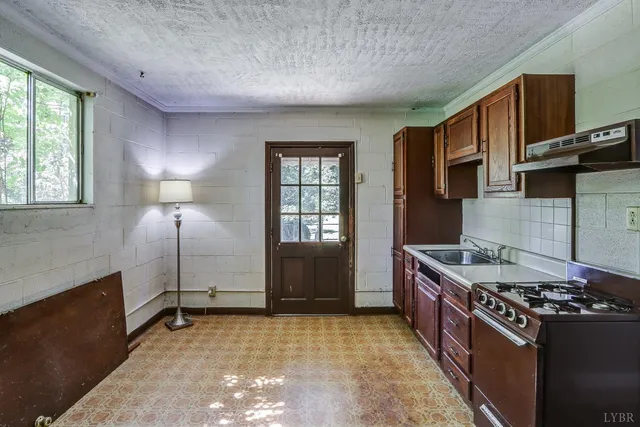 a view of a yard with tree s