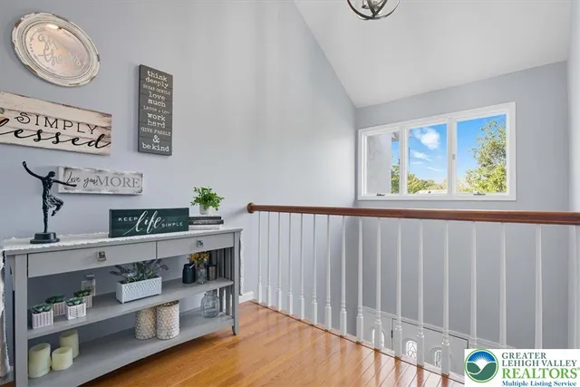 a view of dining room and wooden floor