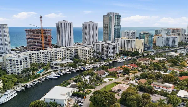 a view of a city with tall buildings