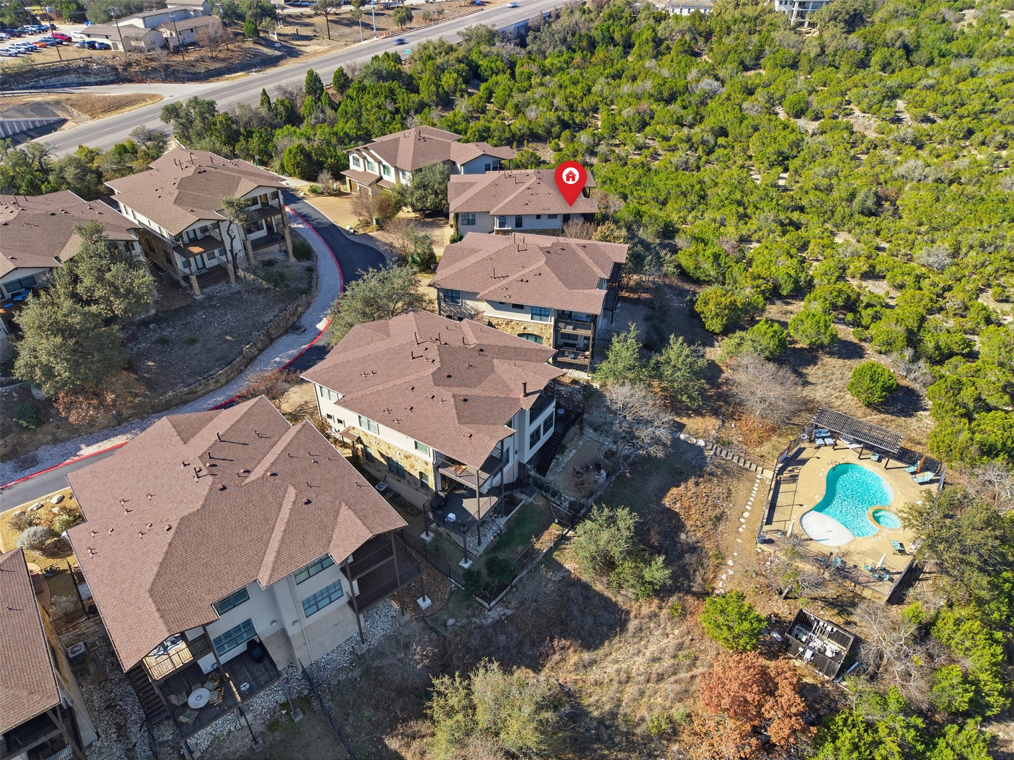 4000 Ranch Road 620 North, Unit 19 Austin, TX 78734 - Photo 36 of 39 an aerial view of a house with a yard and lake view