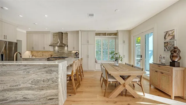 a view of a porch with furniture