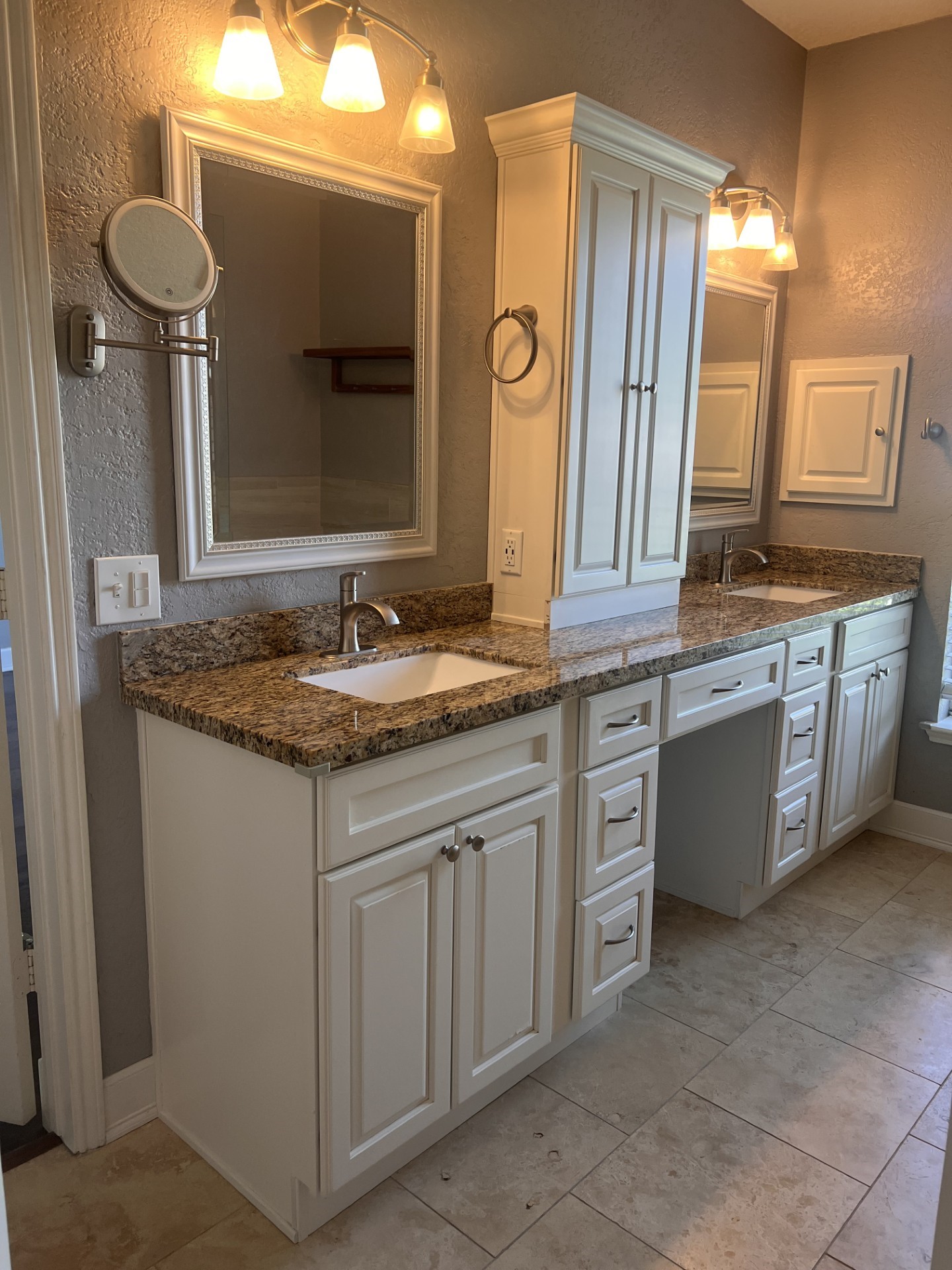 9327 Restover Lane Houston, TX 77064 - Photo 16 of 22 a bathroom with a granite countertop sink and a mirror