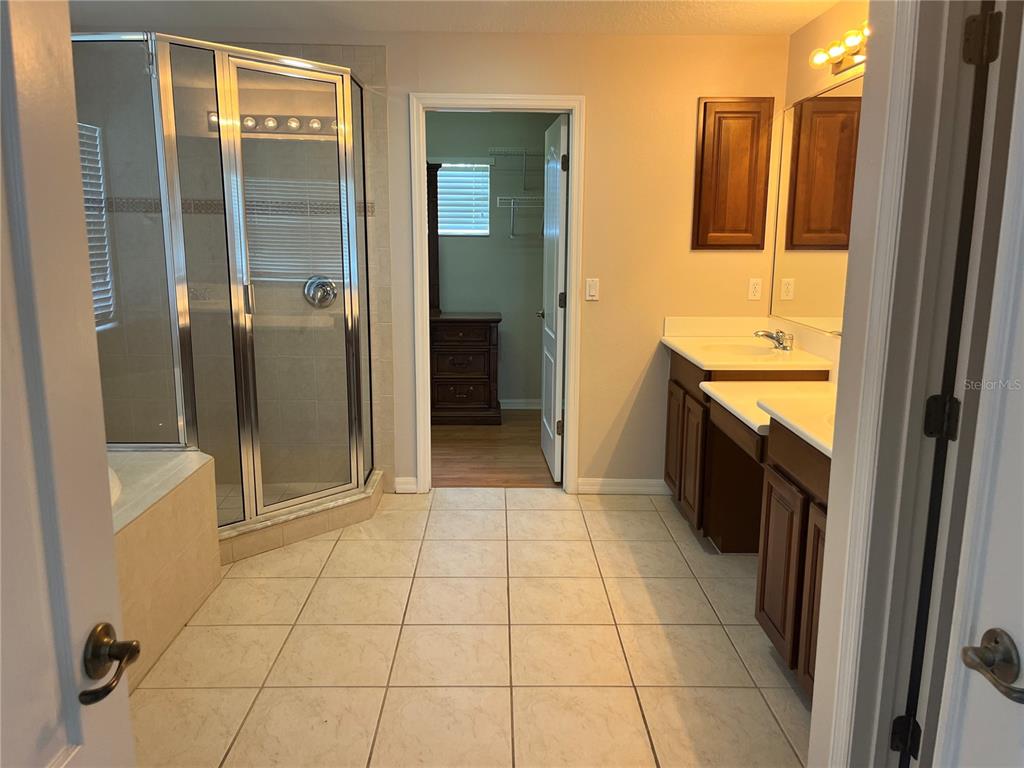 5966 Willows Bridge Loop Ellenton, FL 34222 - Photo 33 of 57 a bathroom with a granite countertop sink a mirror and shower