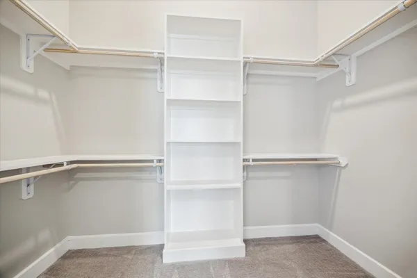a view of an empty walk in closet