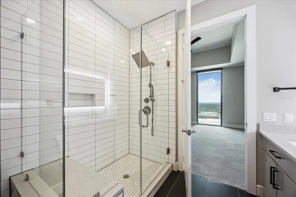 a bathroom with a shower