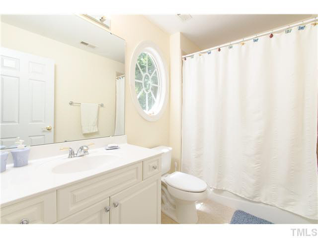 4900 Halberd Court Raleigh, NC 27613 - Photo 17 of 25 a bathroom with a sink a toilet and a mirror