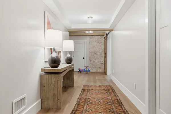 a view of entryway and workspace