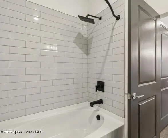 a bathroom with a bathtub