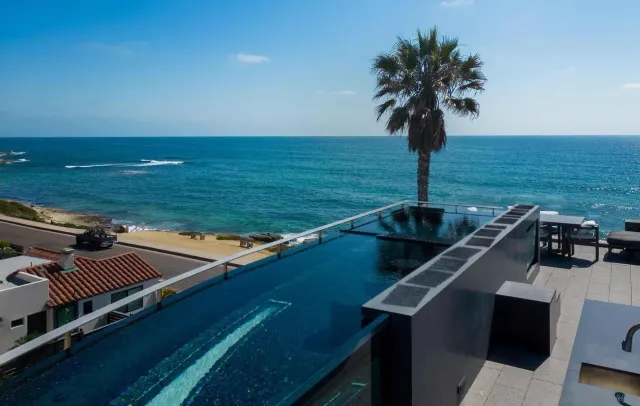 a view of a ocean from a balcony