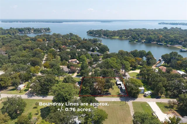 a view of a lake with a city