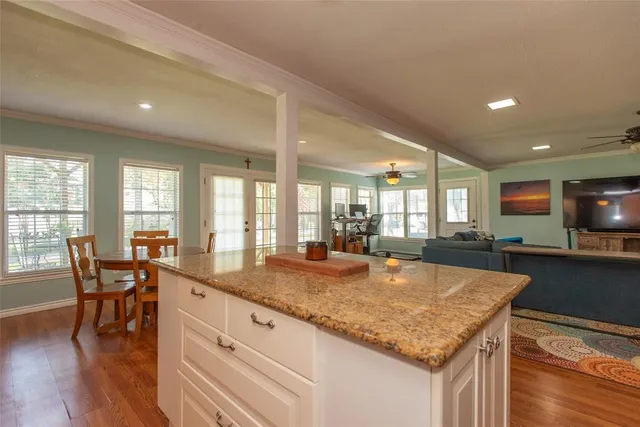 a kitchen with granite countertop dining room and granite counter tops