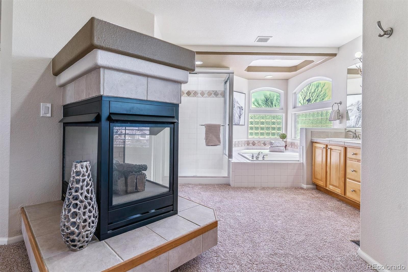 9109 South Ironwood Way Highlands Ranch, CO 80129 - Photo 26 of 49 a living room with a large window and fireplace