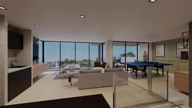 a living room with furniture