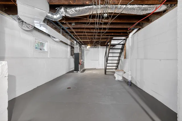 a view of a room with stairs