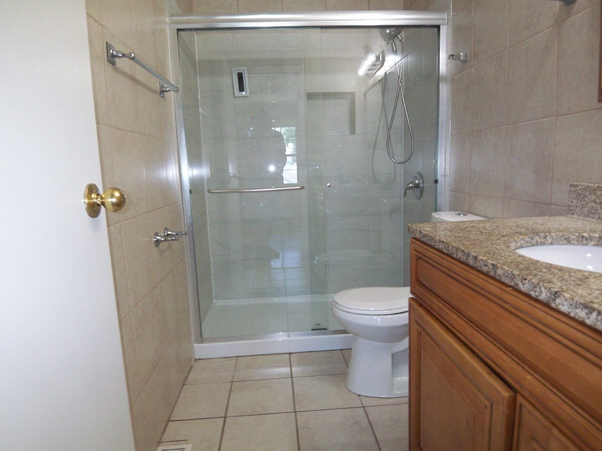 1925 Georgetown Lane Hoffman Estates, IL 60169 - Photo 26 of 29 a bathroom with a granite countertop shower a toilet and a sink