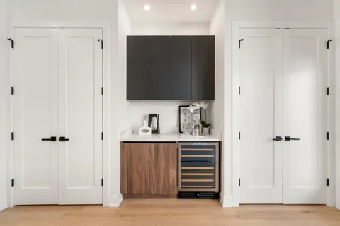 a view of a kitchen with closet area