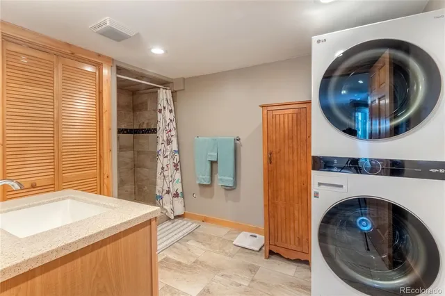 a room with a washer and dryer