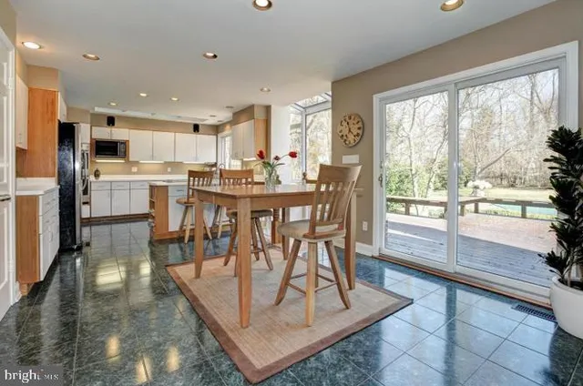 a view of a dining room and livingroom view