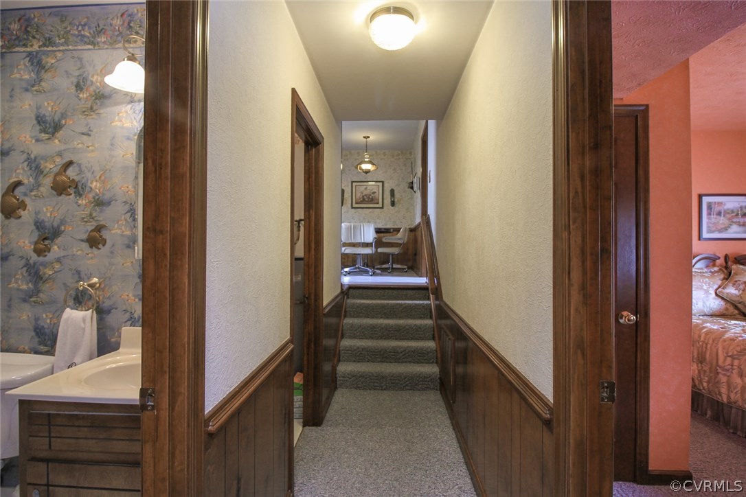 1500 Austin Road Chester, VA 23836 - Photo 19 of 30 a view of a hallway with shower and stairs