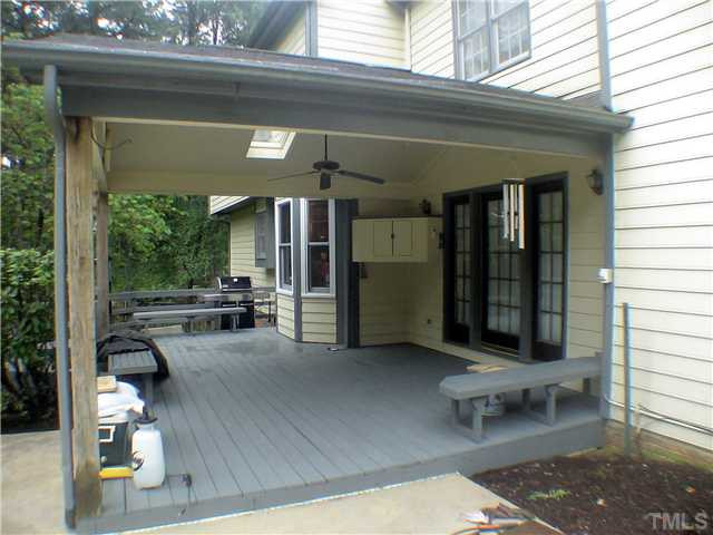 404 Chowning Place Raleigh, NC 27614 - Photo 15 of 25 Covered desk with ceiling fan. Great place to relax in a shaded back yard next to a sparkling pool.