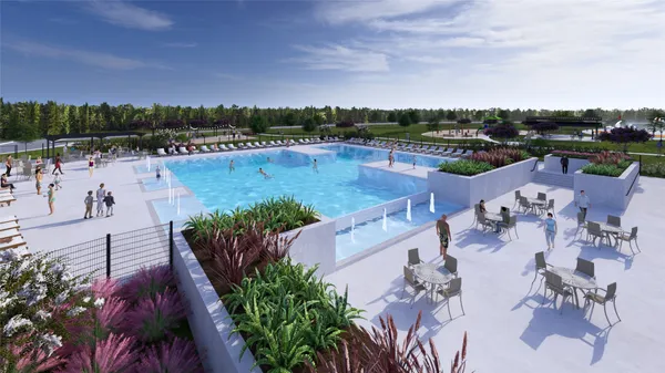 a view of a swimming pool with a terrace