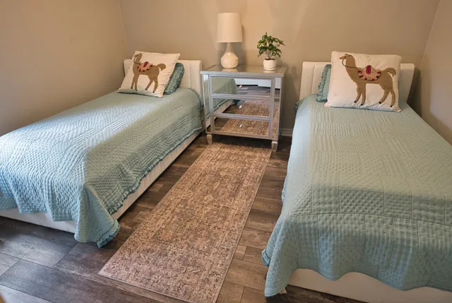 an aerial view of a house