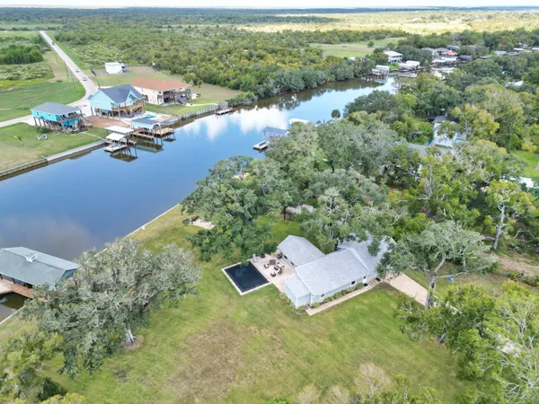 a view of a lake with a city