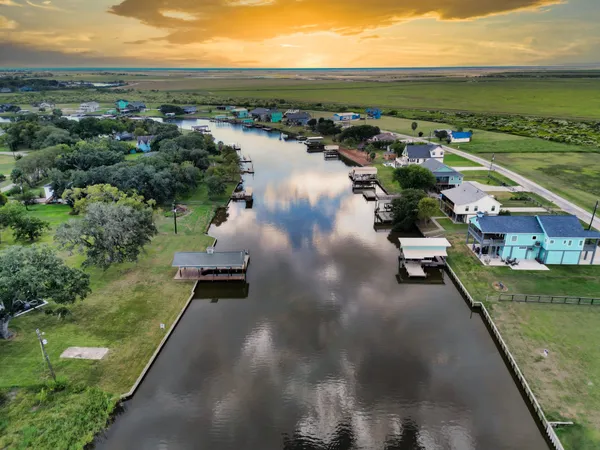 a view of a lake with a building