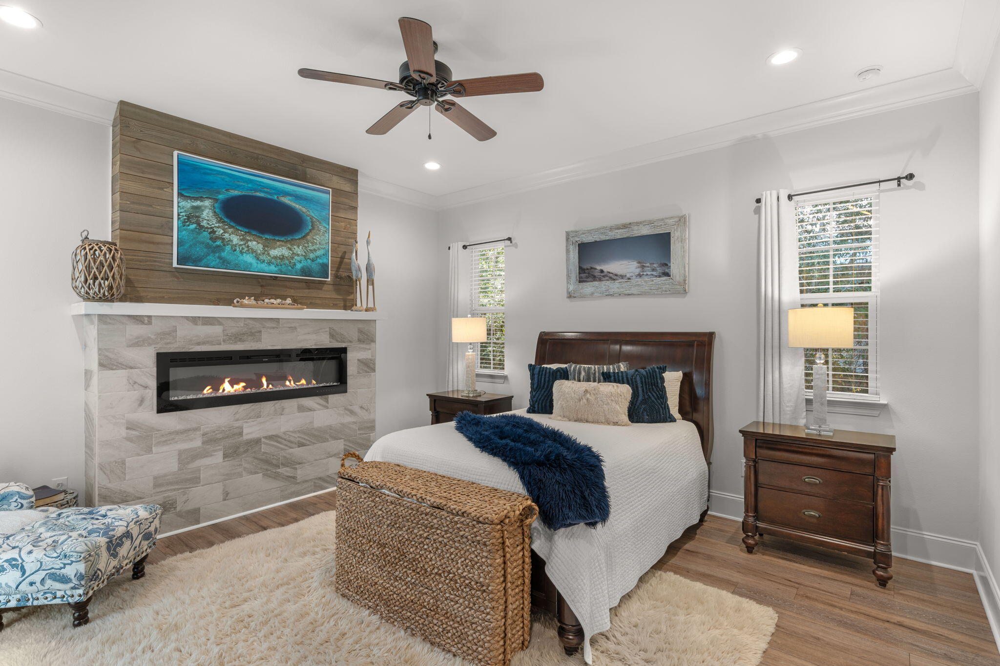 78 Grizzly Street Freeport, FL 32439 - Photo 28 of 65 a bedroom with a bed and a fireplace