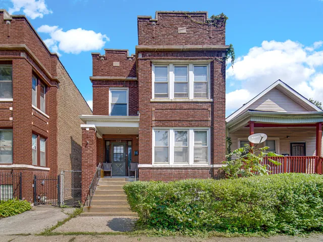 front view of a brick house