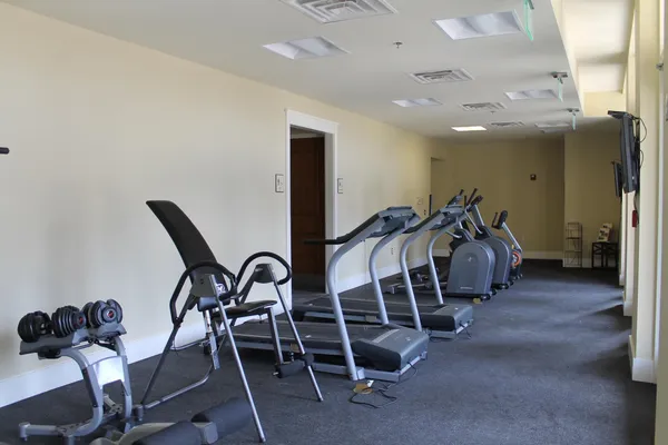 a view of a room with gym equipment