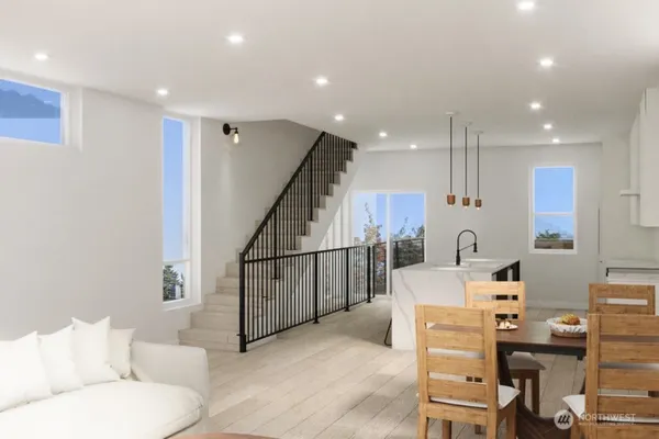 a living room with furniture